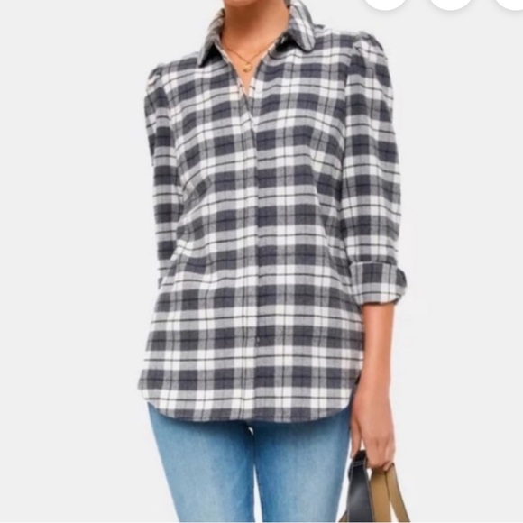 Tuckernuck Saranac Flannel Shirt gray plaid button down shirt size small - Picture 2 of 4
